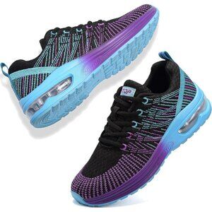 Brand New Women Black Purple Mesh Running Air Cushion Walking Tennis Shoes